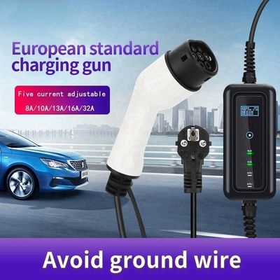 Inicio Tipo 2 32A Estación de carga de EV portátil de 7KW con cable de 5m y salida de 3.5KW